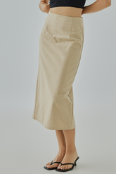 Ivey Linen Back Slit Pencil Skirt